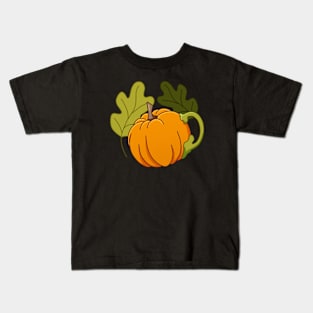 Pumpkin | Leaves | Autumn | Fall | Green Orange Kids T-Shirt